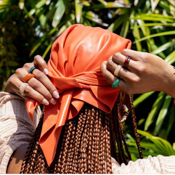 Agnes Baddoo Leather Kerchief Bone - Picture 2 of 9